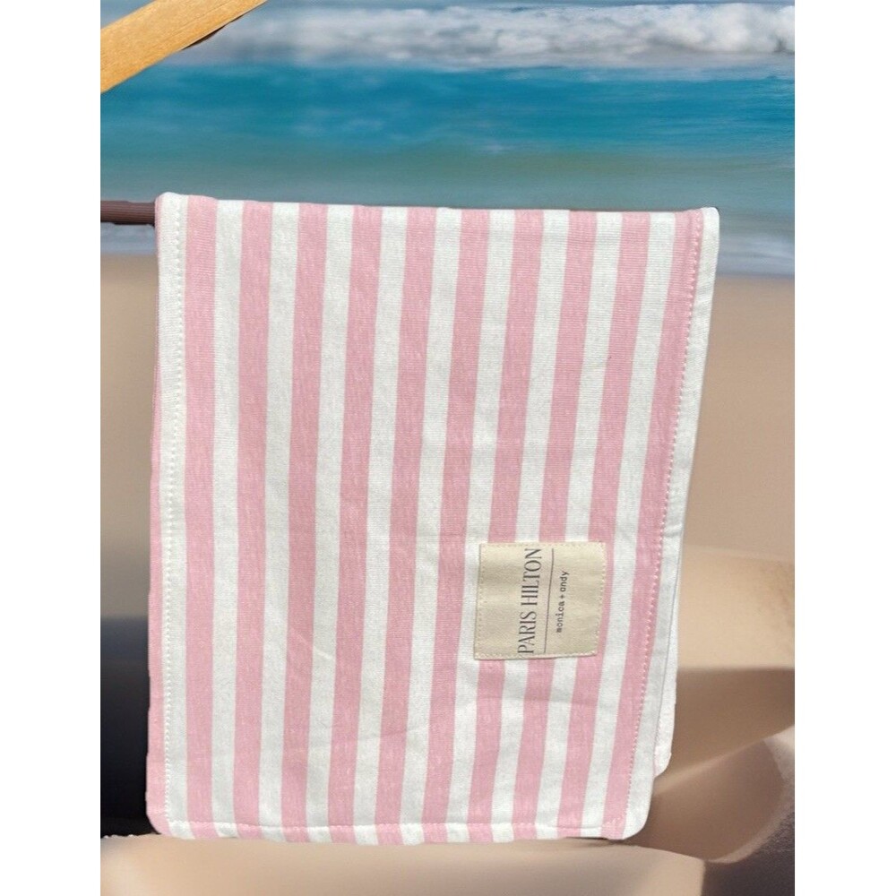 Paris Hilton Monica + Andy Burp Cloth 100% Organic Cotton Pink / White Stripe